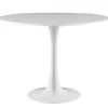 Zander - Rundt hvidt spisebord med trompetfod - Ø90 cm