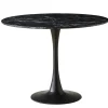 Zander - Rundt sort marmor-look spisebord med trompetfod - Ø100 cm
