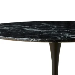 Zander - Rundt sort marmor-look spisebord med trompetfod - Ø100 cm